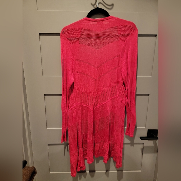 TORRID Fuchsia Pink Pointelle Open Cardigan Size 00 - Picture 10 of 14